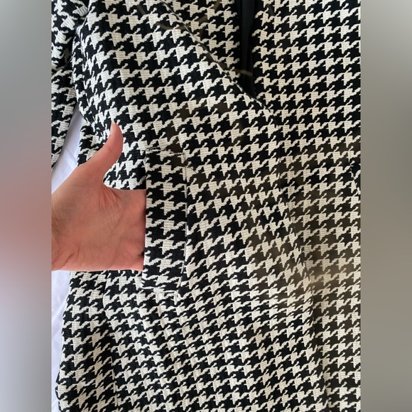 H&M hm Fitted Coat Jacket in Woven Fabric Black White Houndstooth Pattern Size 6 - Picture 11 of 16